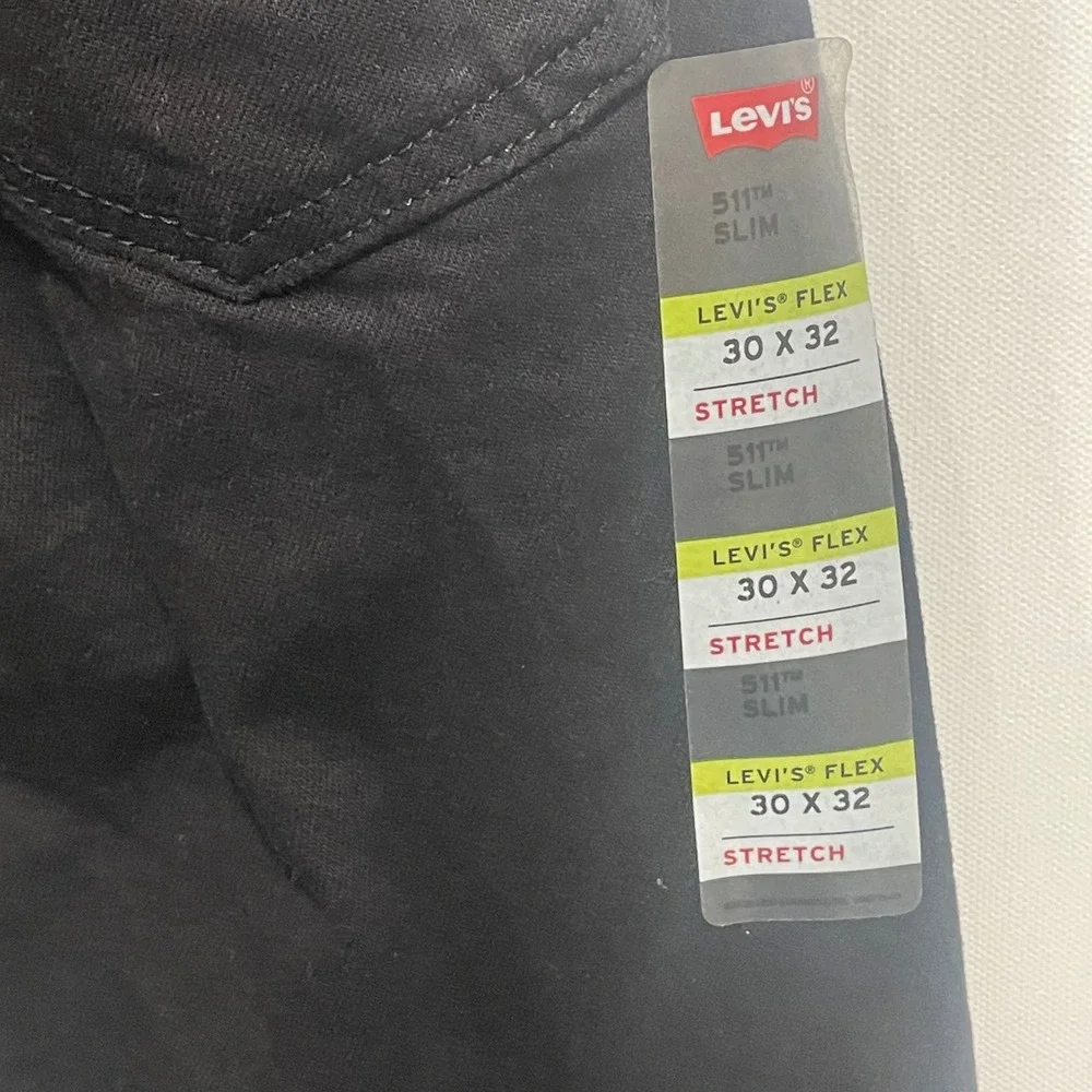 Levis 511 Slim Fit Mens Jeans Black Levis Flex Stretch 30(31)x32(30) 045111907